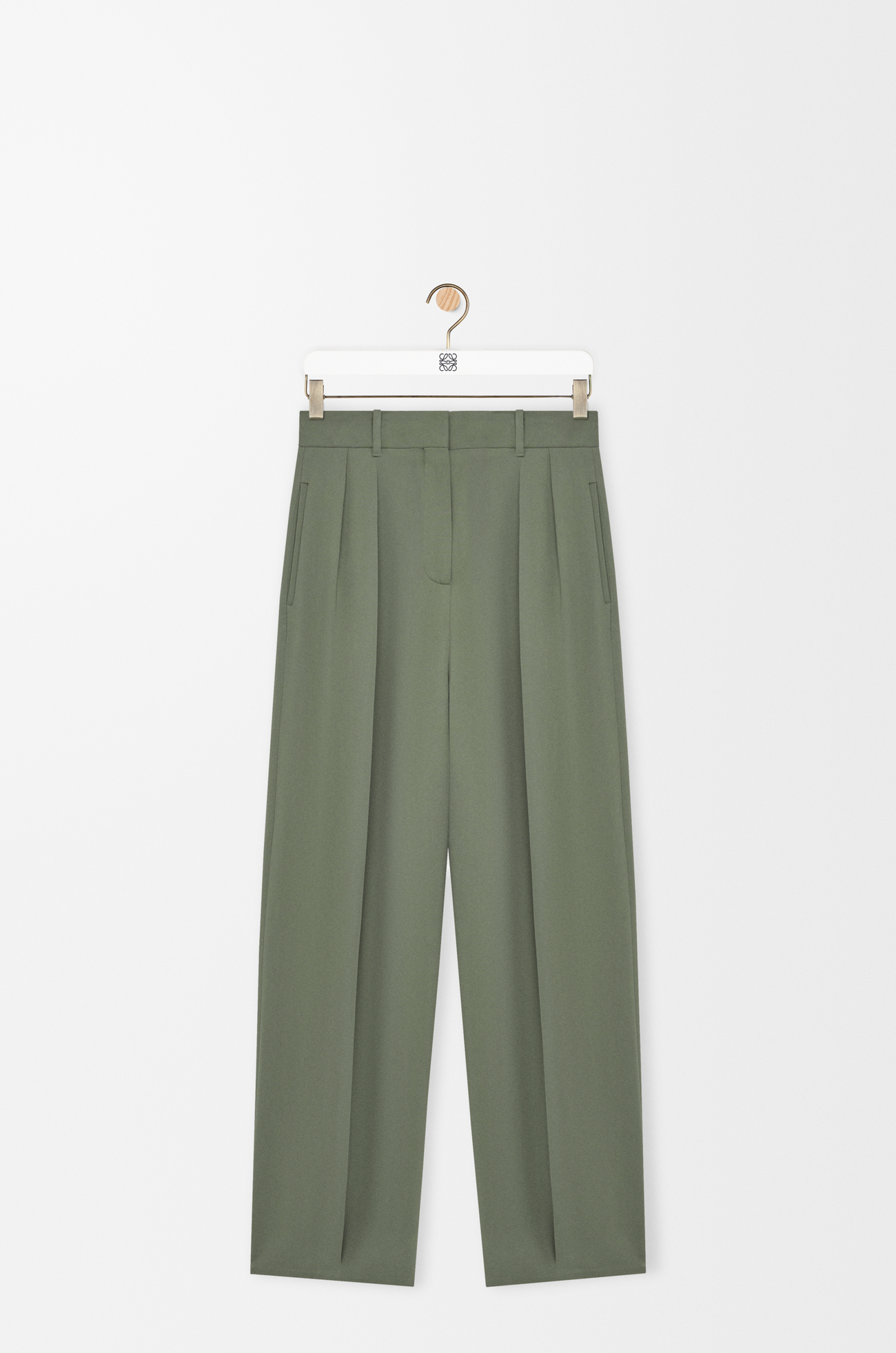 LOEWE 트라우저 - 스트레치 비스코스 Light Khaki Green