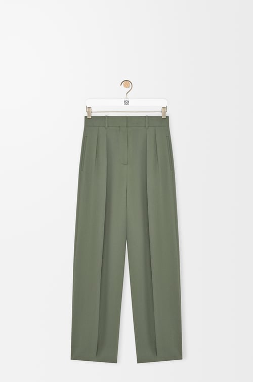 LOEWE Trousers in stretch viscose Light Khaki Green