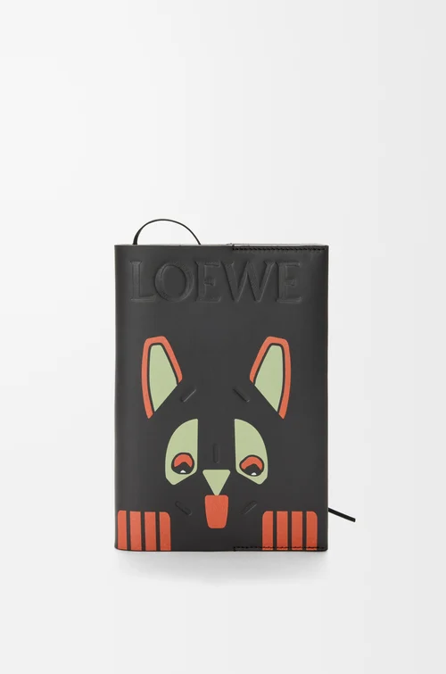 LOEWE Cuaderno Futurist Cat en piel de ternera Negro/Multicolor