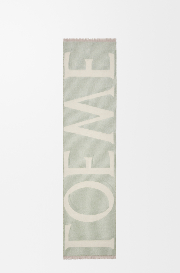 LOEWE Écharpe en laine et cachemire Light Beige/Light Green