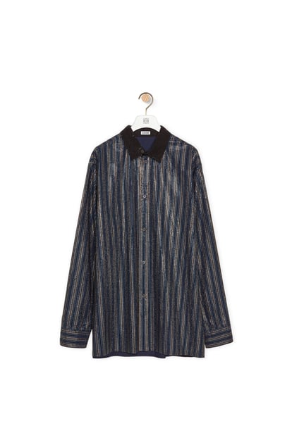 LOEWE Camisa con cristales en algodón Azul Marino Oscuro/Gris/Negro plp_rd