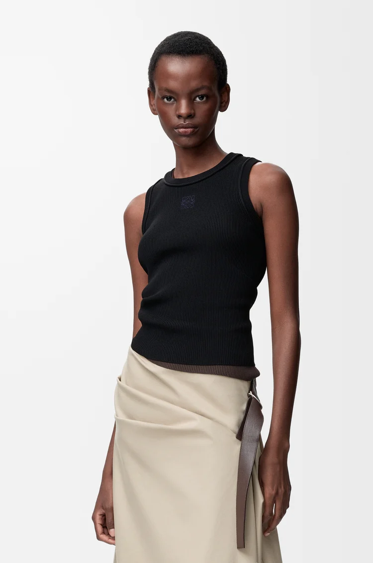 LOEWE Top Anagram sin mangas en viscosa elástica Negro