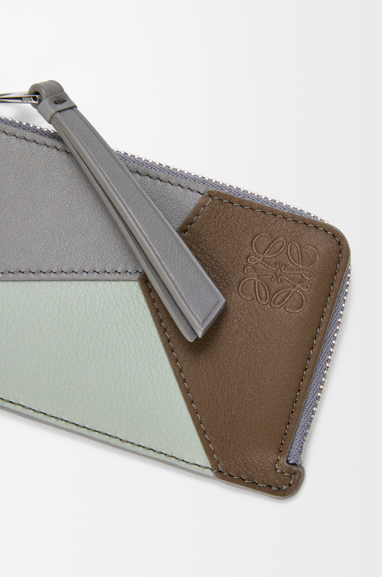 LOEWE Puzzle coin cardholder in classic calfskin Winter Brown/Ash Grey