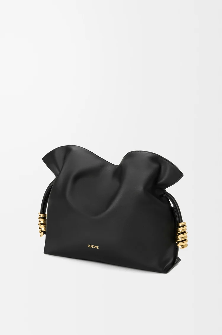 LOEWE Borsa clutch Coil Flamenco media in nappa di vitello Nero