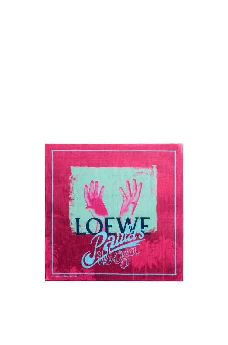 LOEWE 棕櫚棉絲頭巾 粉紅色/多色