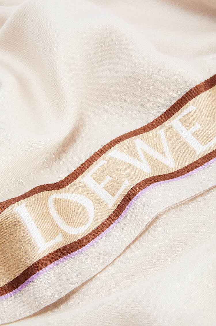 LOEWE LOEWE border scarf in wool and silk White/Sand