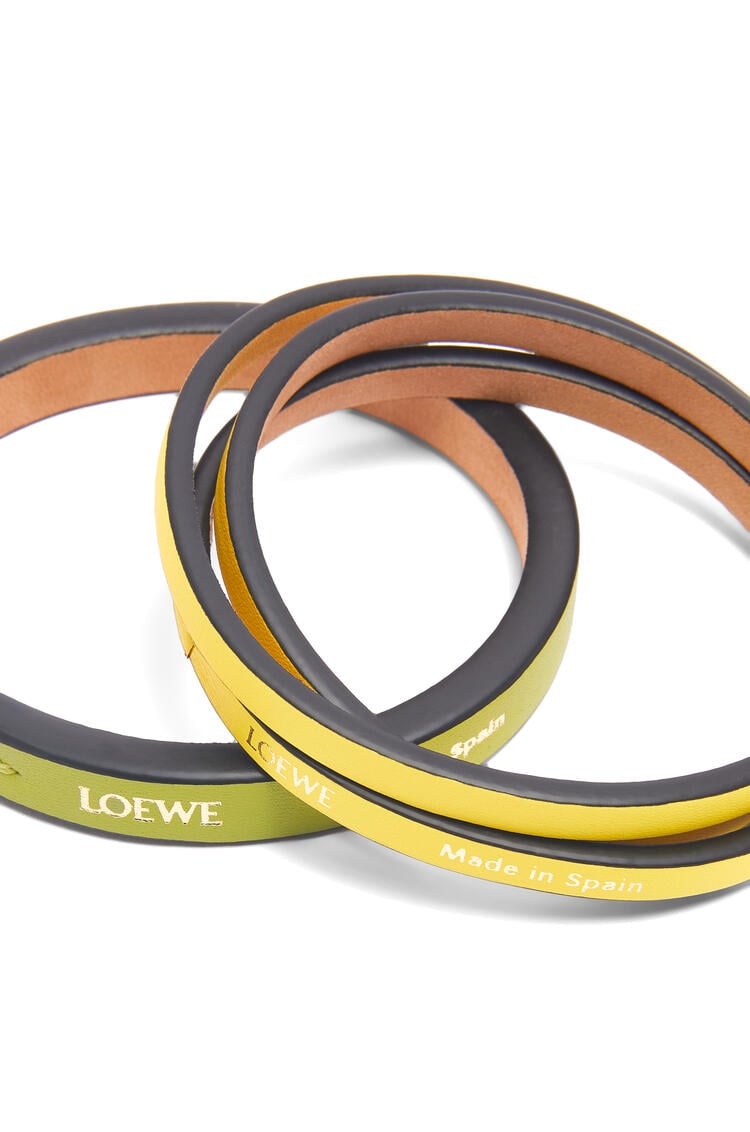 LOEWE Double bangle set in classic calfskin Meadow Green/Bright Yellow