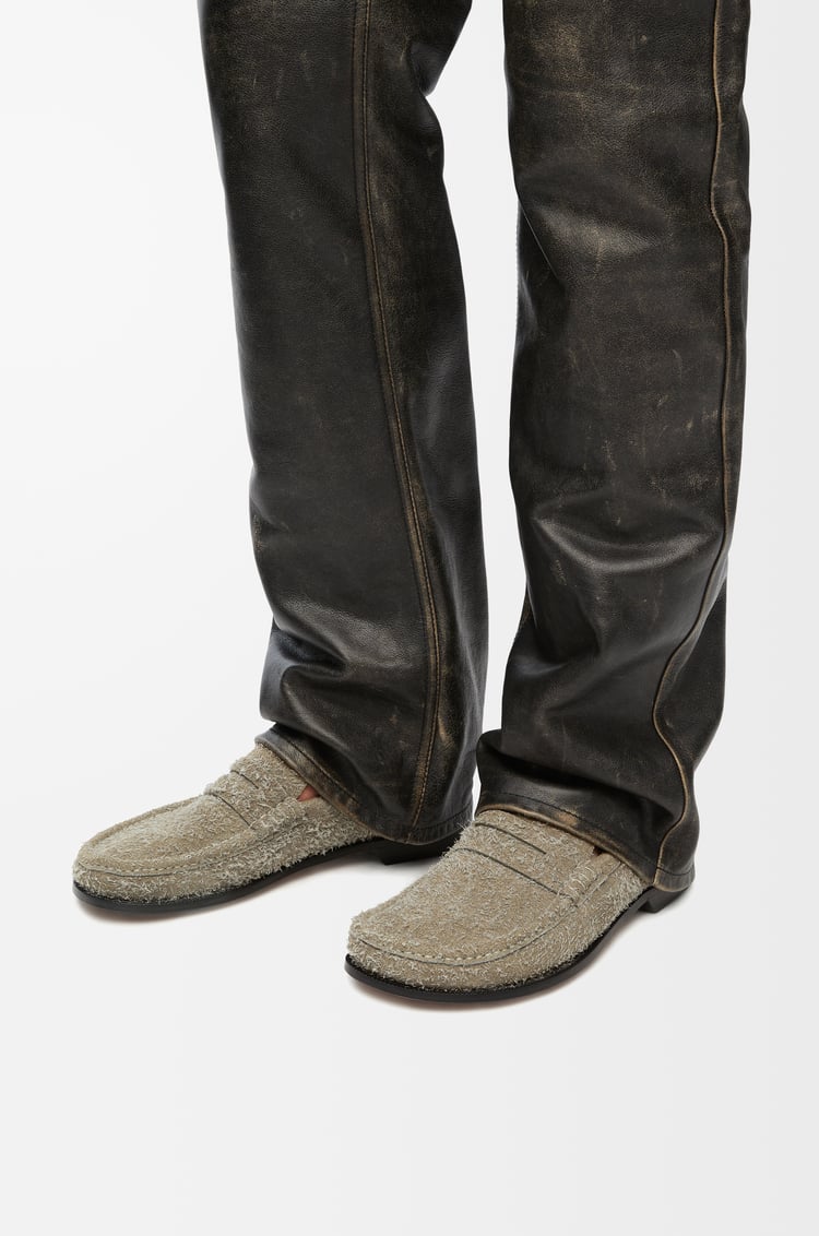 LOEWE Campo loafer in brushed suede Khaki Green