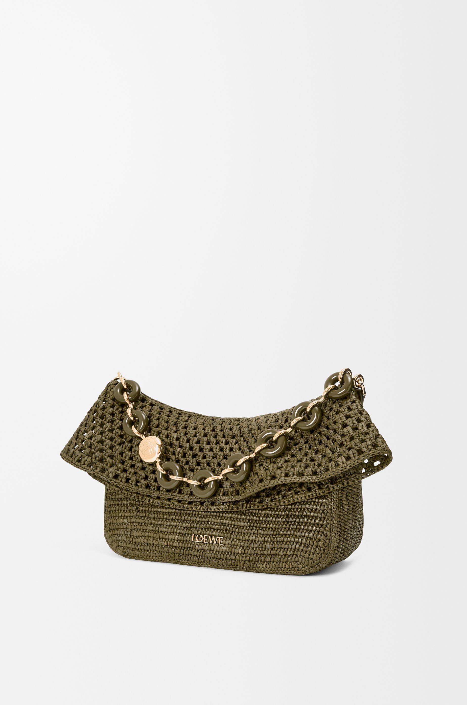 オラ バッグ ミディアム(ラフィア&カーフ) グリーン - LOEWE オラ バッグ ミディアム(ラフィア&カーフ) グリーン - LOEWE