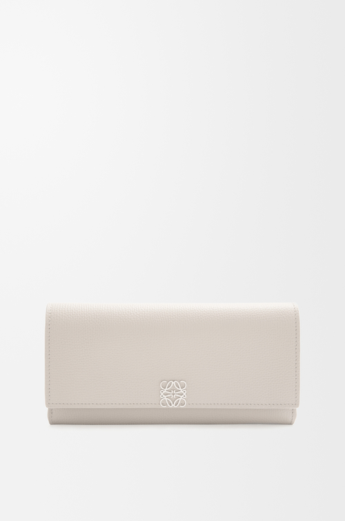 LOEWE Anagram continental wallet in pebble grained calfskin Light Ghost