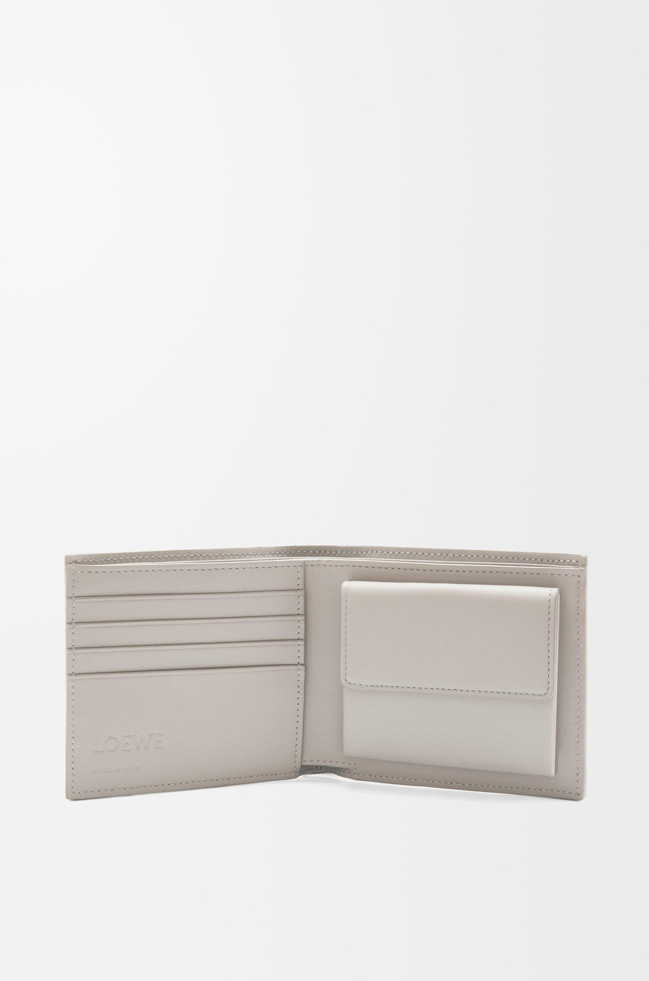 LOEWE Bifold coin wallet in textured classic calfskin Shell Grey plp_rd