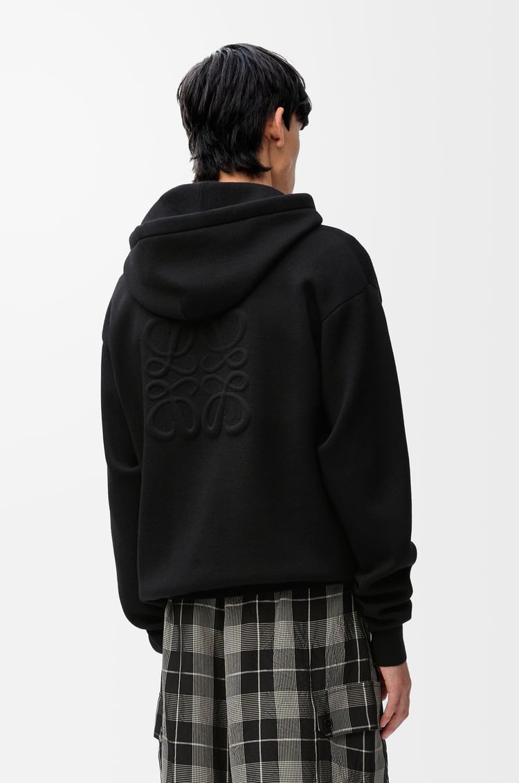 LOEWE Sudadera Anagram con capucha y cremallera en lana Negro