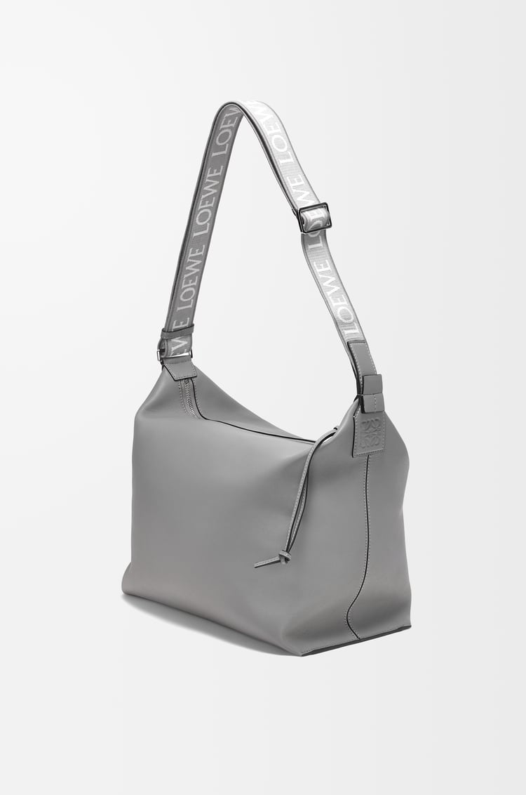 LOEWE Cubi crossbody bag in supple smooth calfskin and jacquard Asphalt Grey