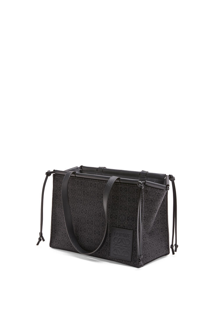 LOEWE Small Cushion Tote in Anagram jacquard and calfskin Anthracite/Black pdp_rd