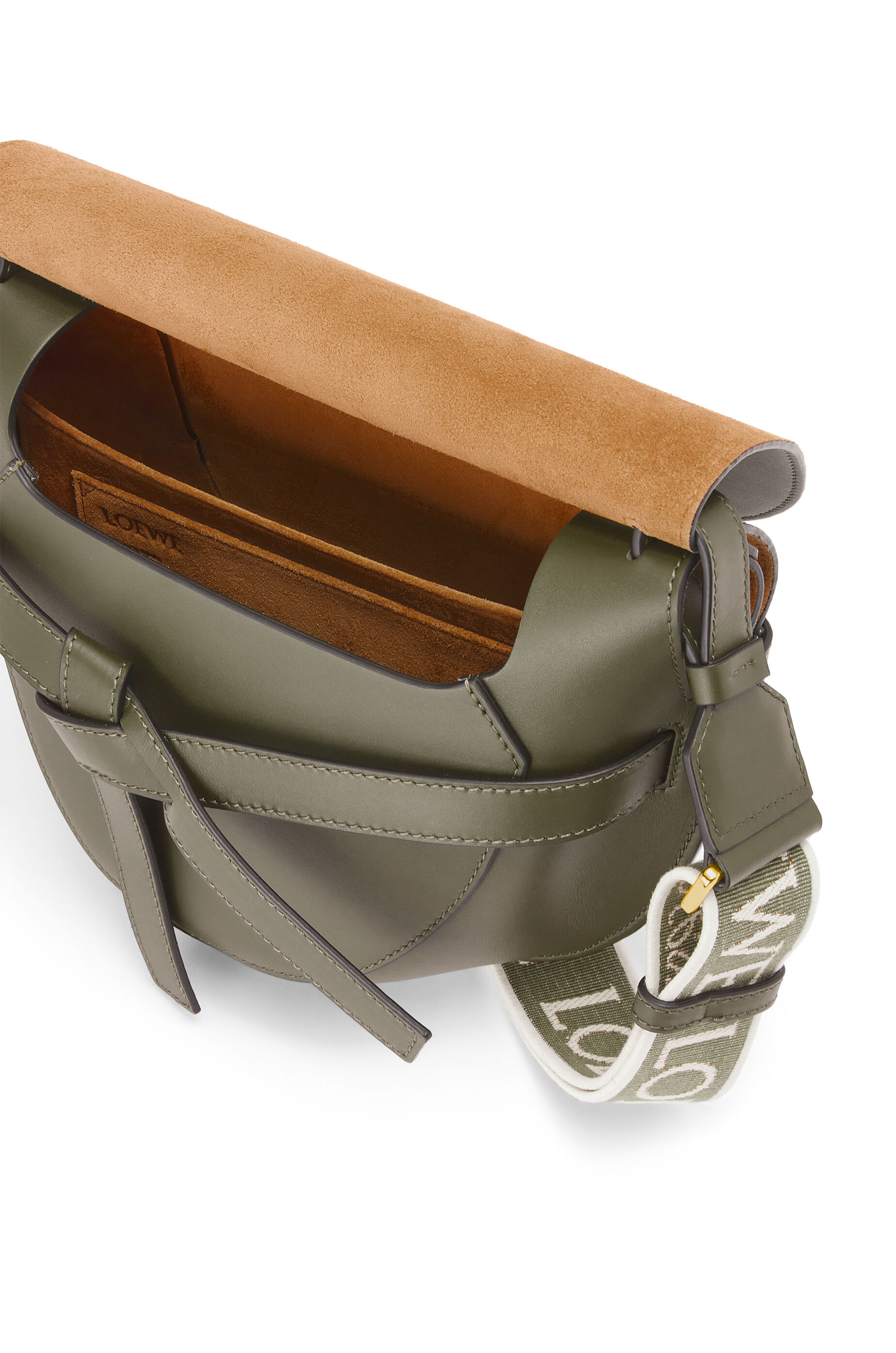 Small Gate bag in soft calfskin and jacquard Autumn Green LOEWE