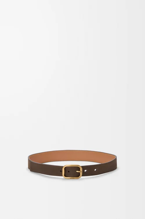 LOEWE Cinturón curvilíneo en nobuck Tundra/Dorado Vintage