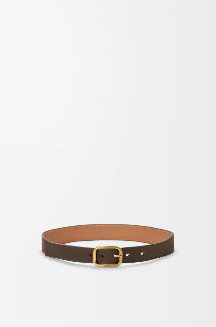 LOEWE Rounded soft belt in nubuck Tundra/Vintage Gold