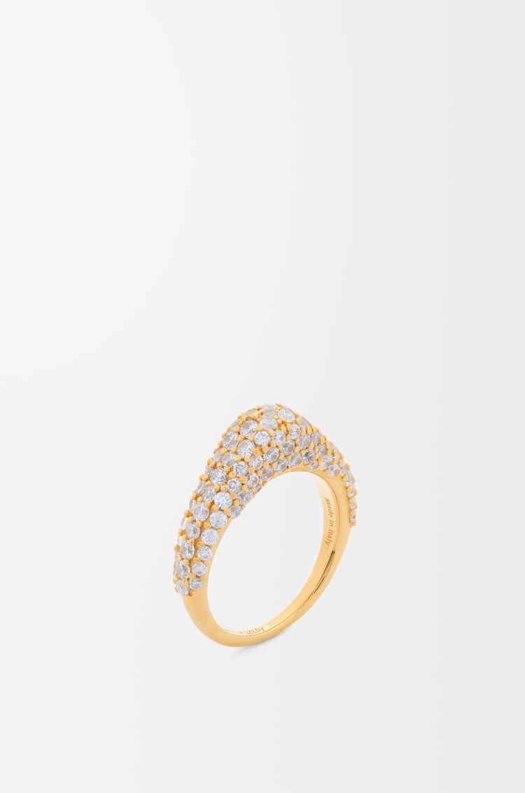 LOEWE Stirrup ring in sterling silver and crystals Gold/White