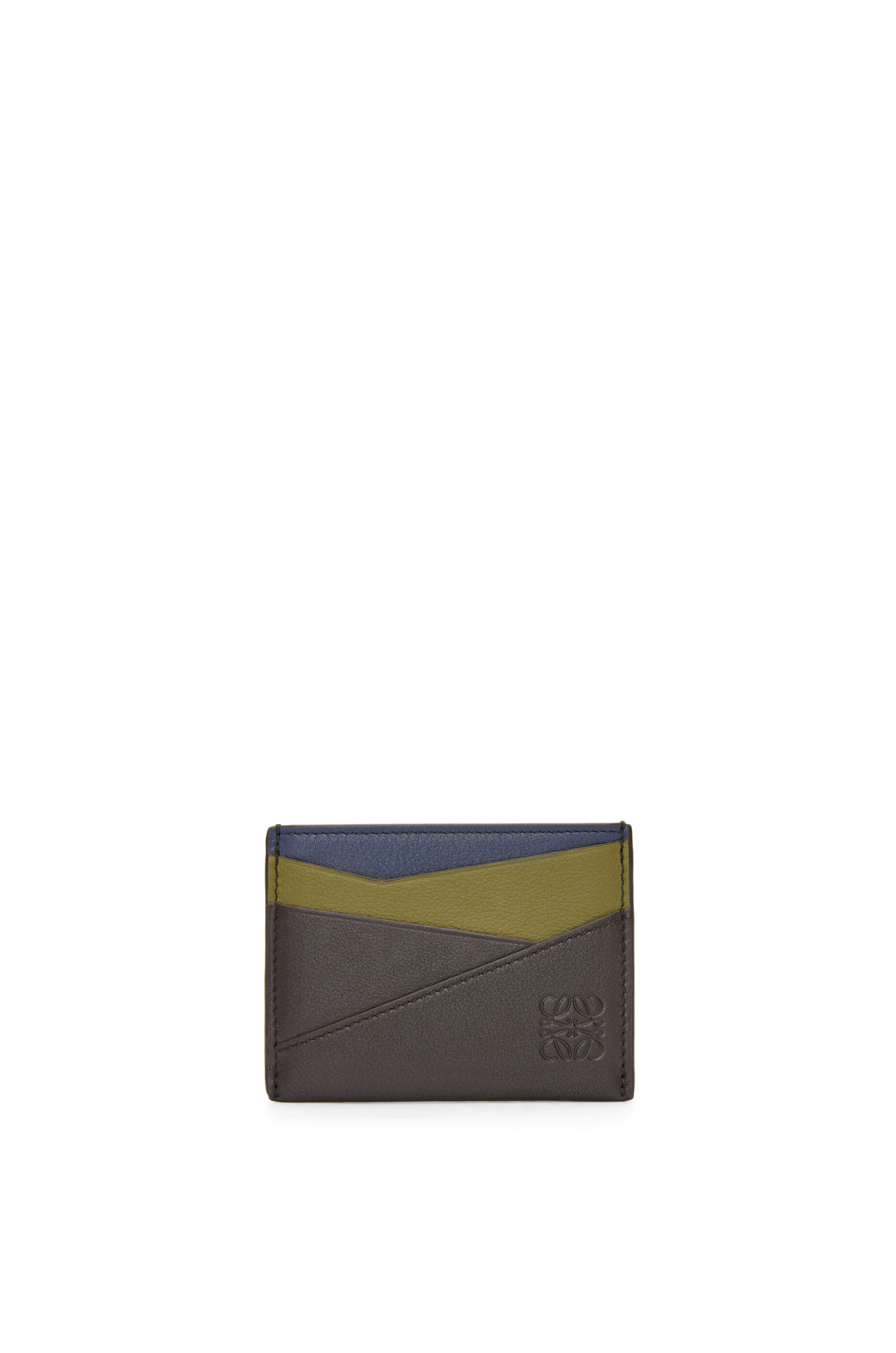 Tarjetero Puzzle en piel de ternera Oliva Marron Oscuro LOEWE