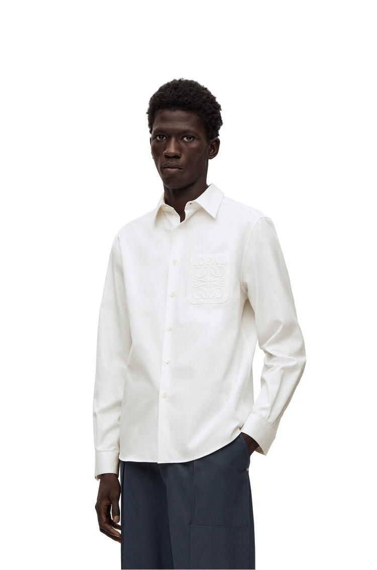 LOEWE Camisa en algodón con anagrama en relieve Blanco
