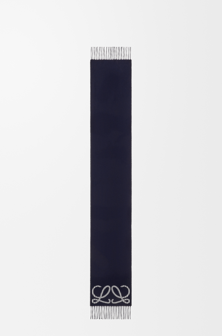 LOEWE Bufanda en seda y cashmere Azul Marino/Blanco