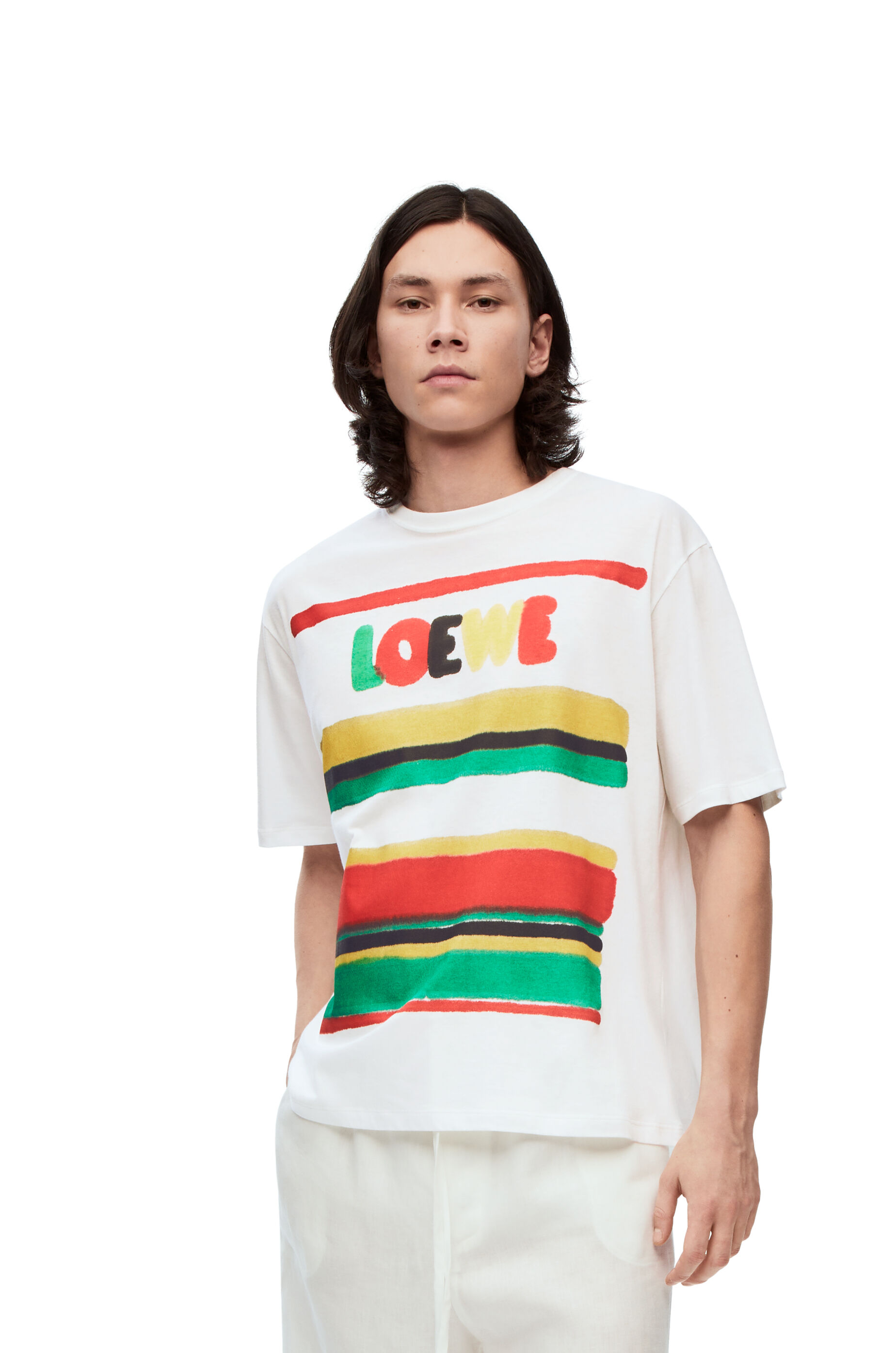 ロエベ ストライプ Tシャツ(コットン) Green/Red/Yellow - LOEWE