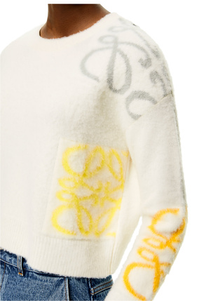 LOEWE Jersey en lana con anagrama de intarsia Blanco Claro/Multicolor