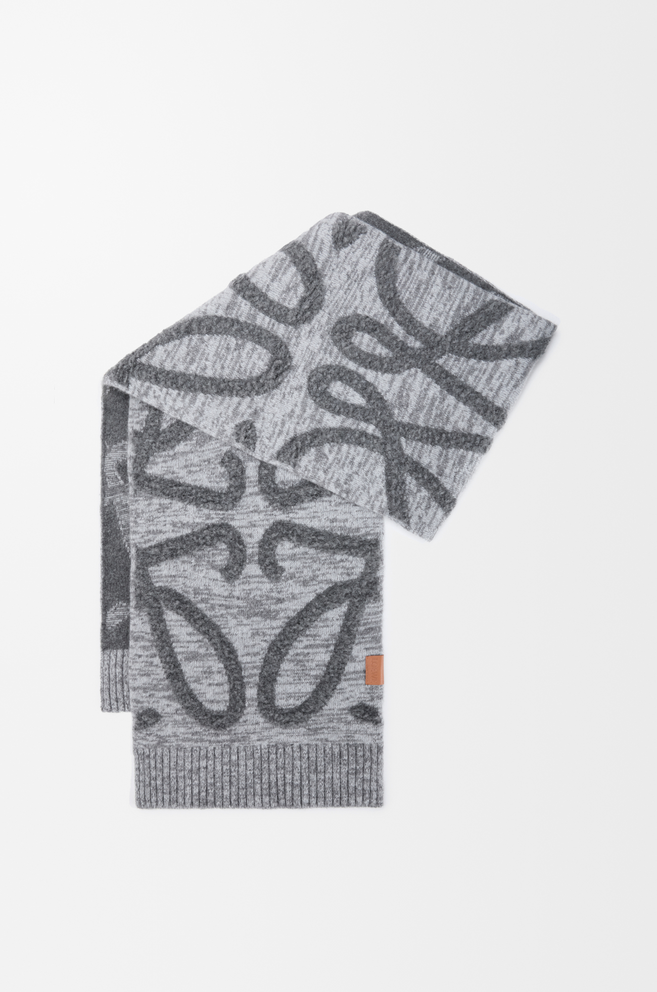 LOEWE Bufanda en lana y cashmere Gris Jaspeado