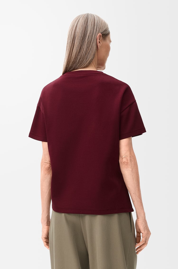LOEWE Asymmetric t-shirt in cotton blend Bordeaux