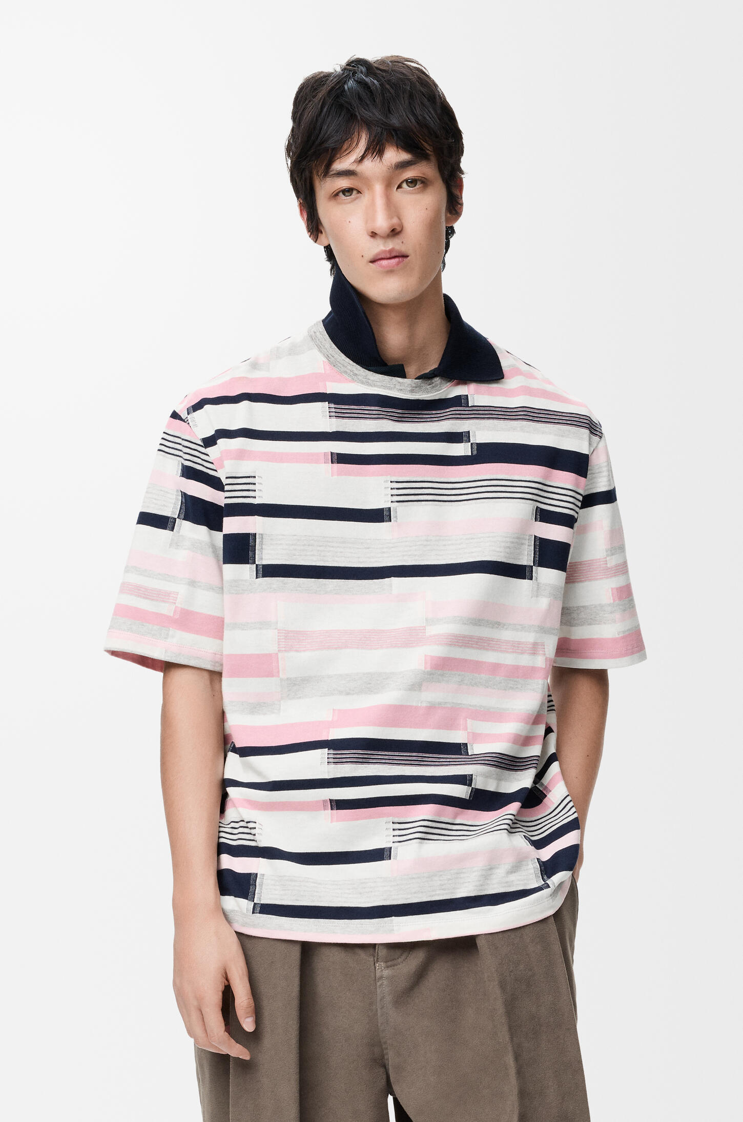 LOEWE Loose fit T-shirt in cotton Pink/Ecru