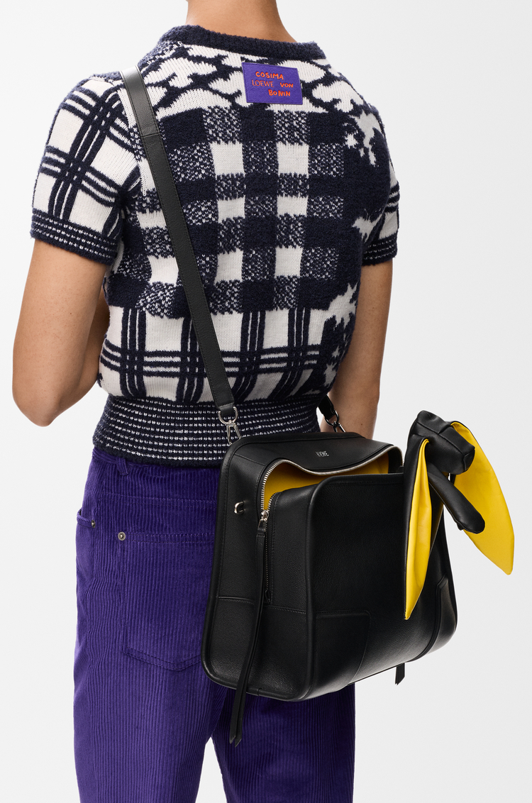 LOEWE Large Amazona 180 Lazy Dog bag in buffalino leather Black/Yellow