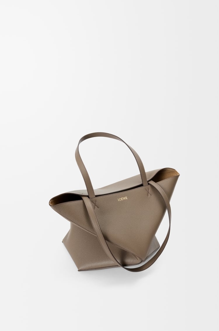 LOEWE Medium Puzzle Fold tote in soft grained calfskin Taupe