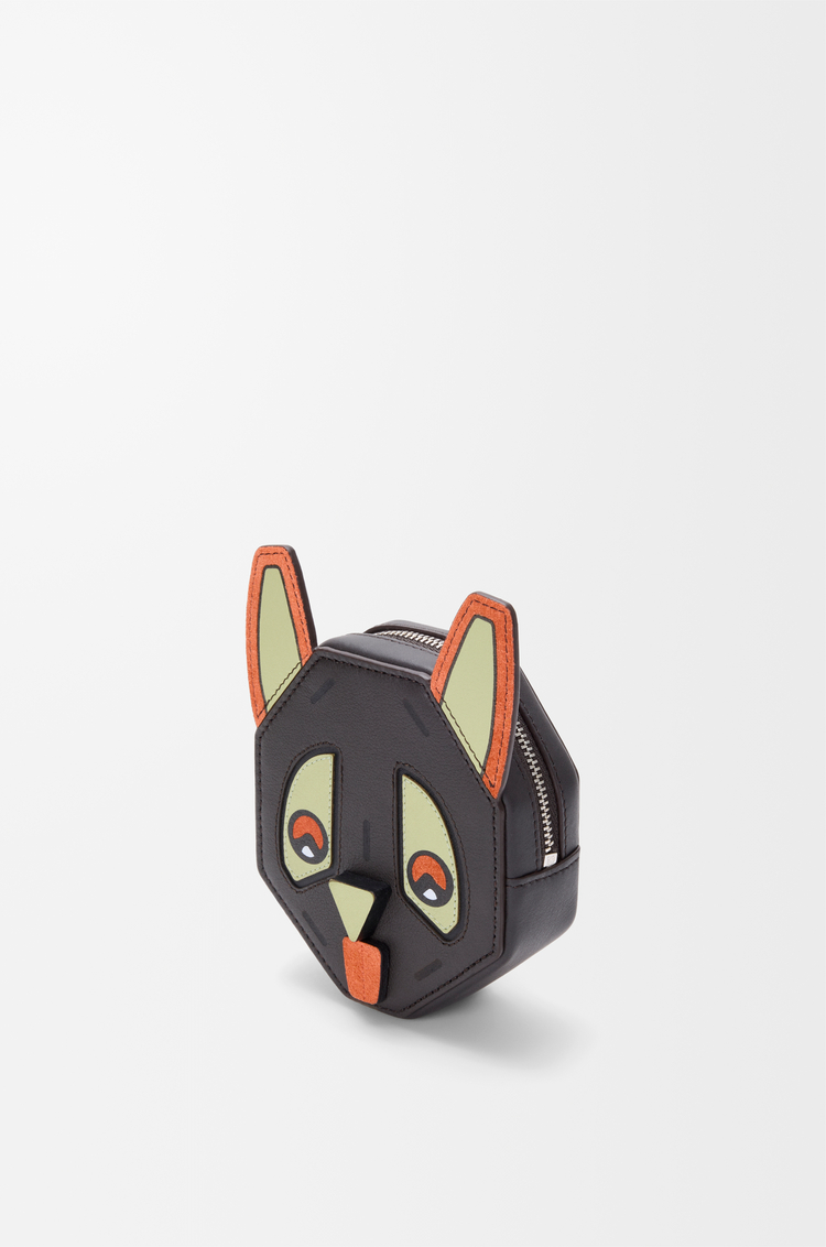 LOEWE Futuristische Katze Etui aus klassischem Kalbsleder Kohle
