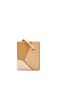 LOEWE Puzzle compact zip wallet in classic calfskin Angora/Dusty Beige/Gold