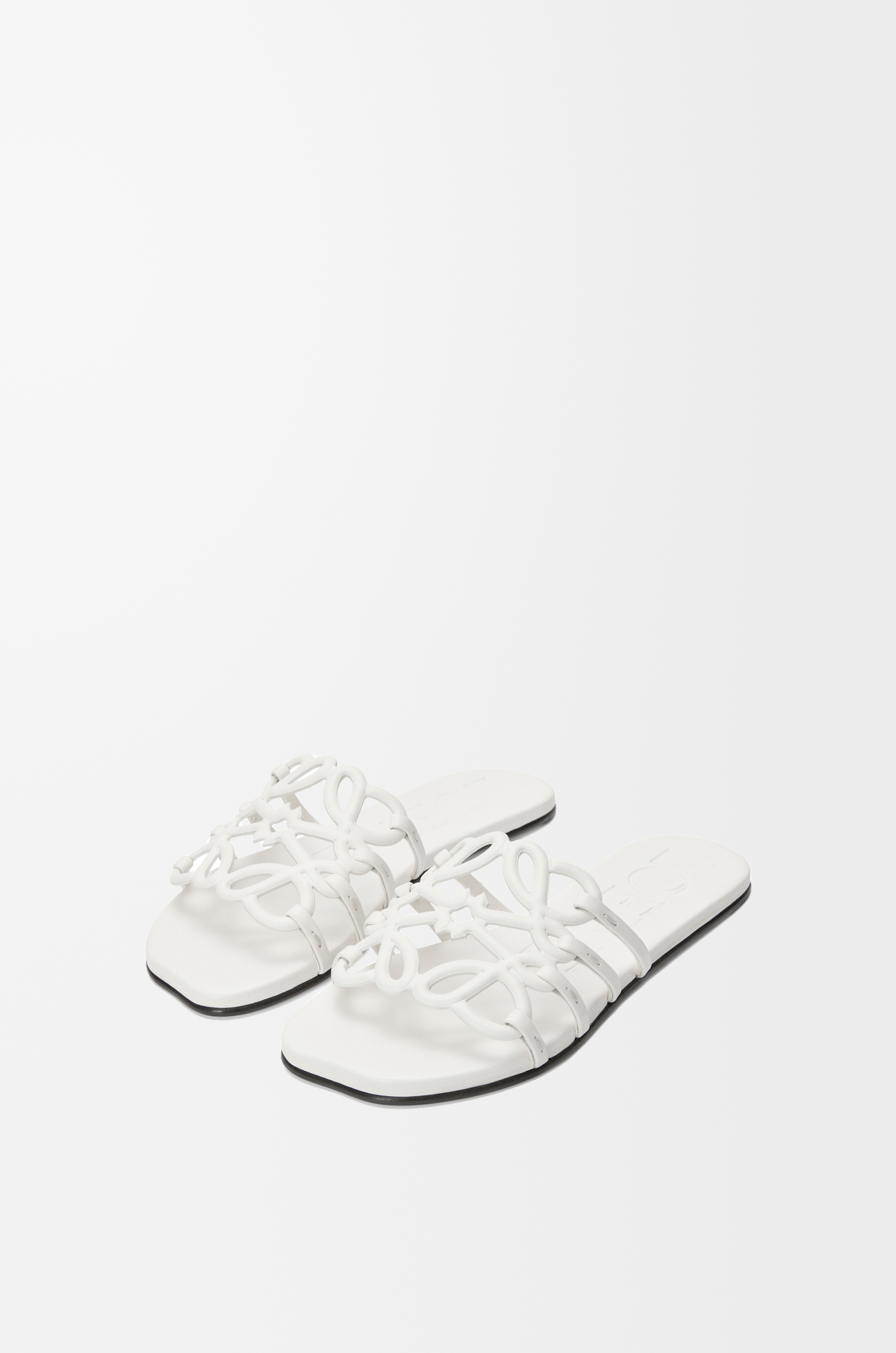 LOEWE Petal Anagram slide in soft calfskin Anthurium White