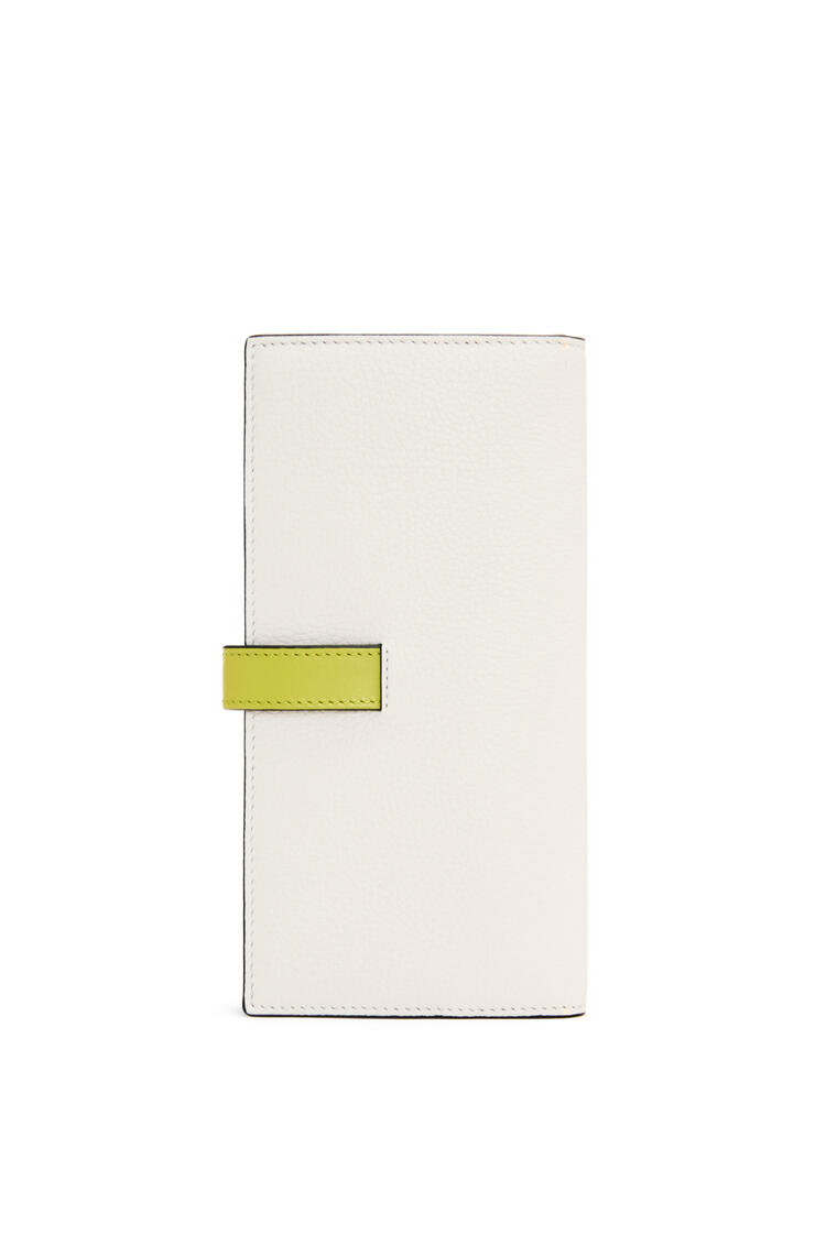LOEWE Large vertical wallet in grained calfskin Soft White/Lime Yellow