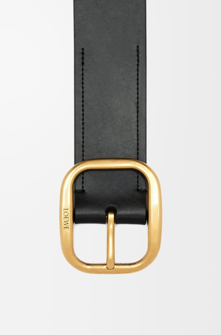 LOEWE Rounded soft belt in classic calfskin Black/Vintage Brass