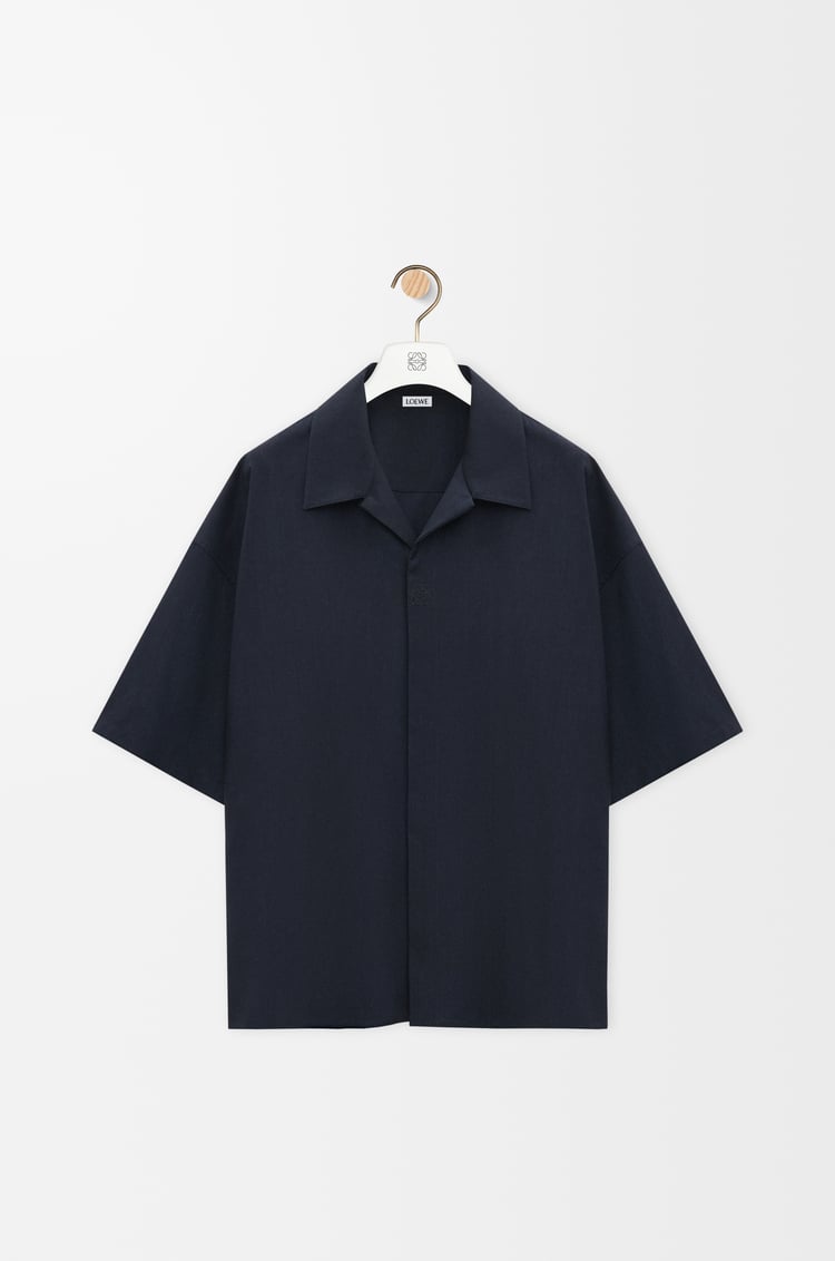 LOEWE 羊毛短袖衬衫 深蓝
