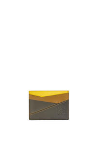 LOEWE 퍼즐 플레인 카드홀더 - 클래식 카프스킨 레몬/카키 그린