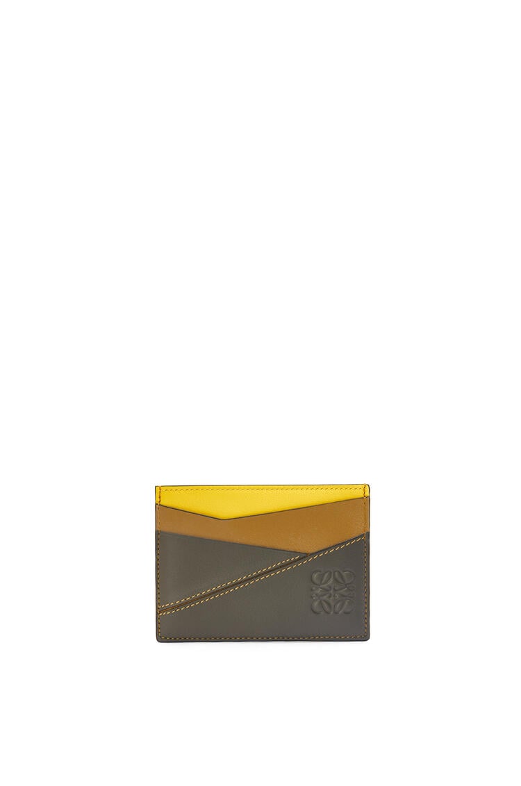 LOEWE Puzzle plain cardholder in classic calfskin Lemon/Khaki Green pdp_rd