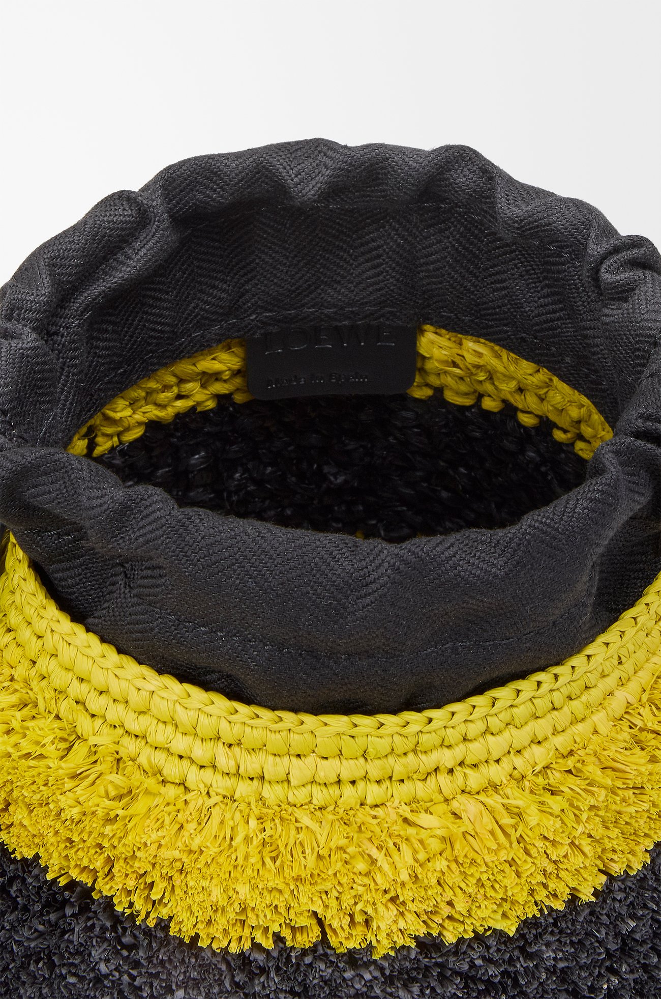 LOEWE Bee basket in raffia and calfskin Yellow/Black