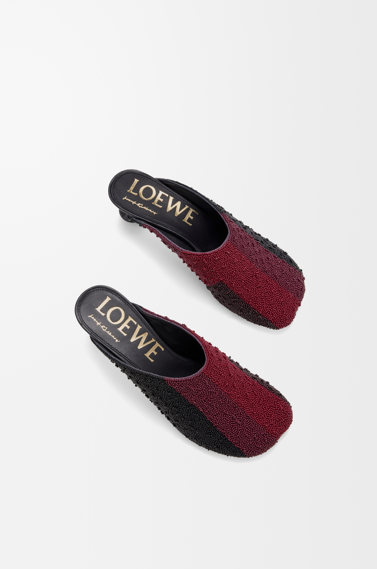 LOEWE Mule Toy en lona bordada Negro/Burdeos Oscuro