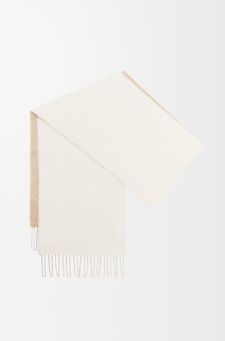 LOEWE Bufanda bicolor en lana y cashmere Marfil/Arena