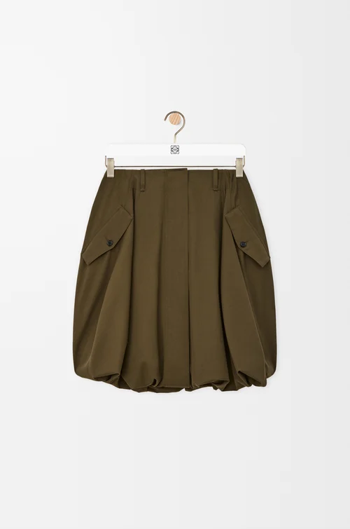 LOEWE 棉質和真絲裙子 卡其綠