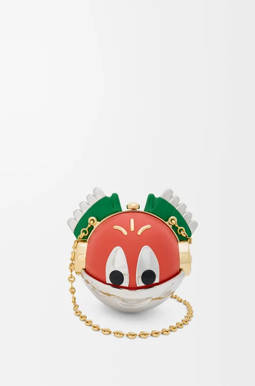 LOEWE Knight Cat clutch en métal et cuir d'agneau nappa Sunrise Orange