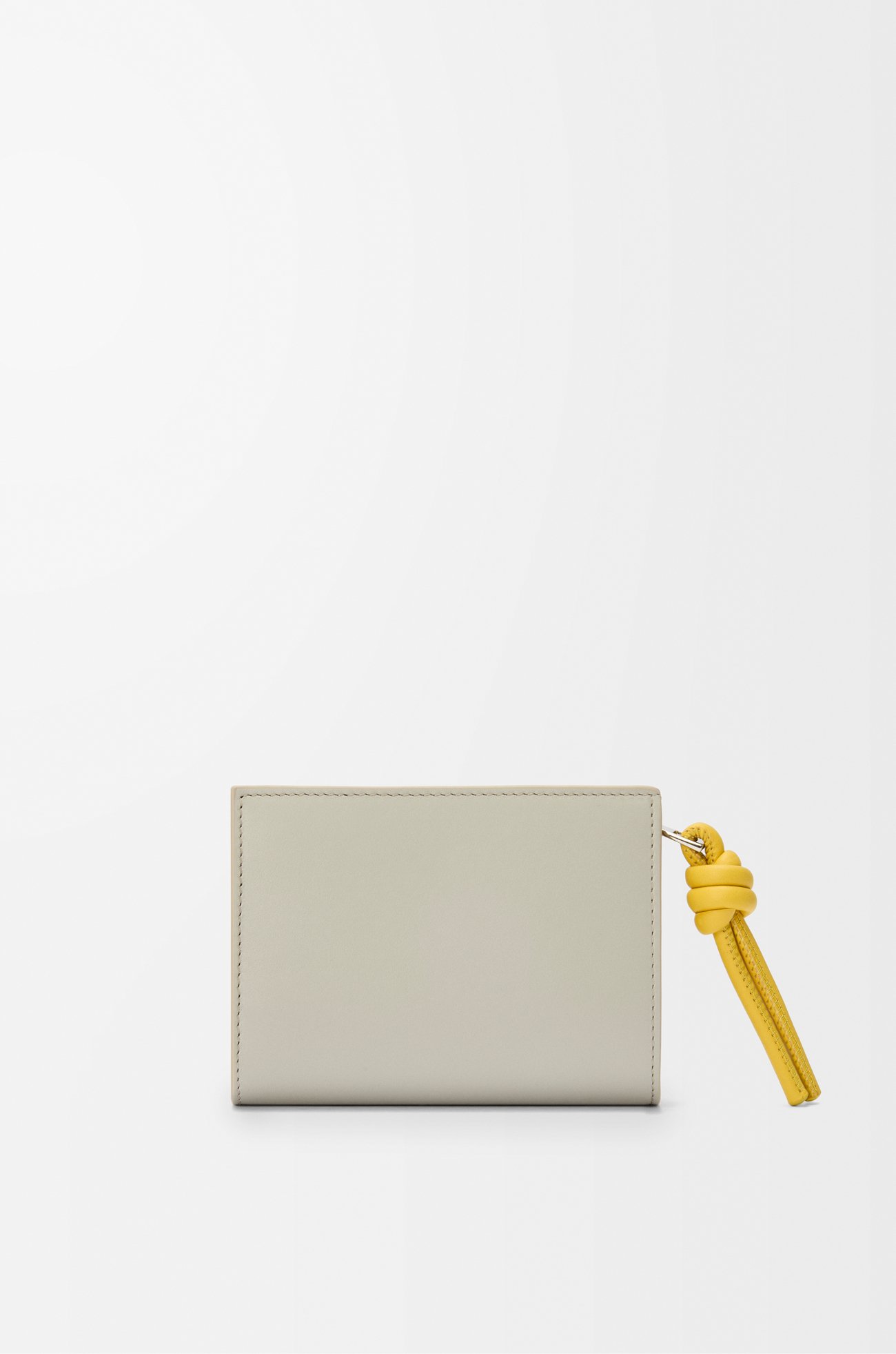 LOEWE Knot compact wallet in shiny nappa calfskin Shell Grey/Dandelion