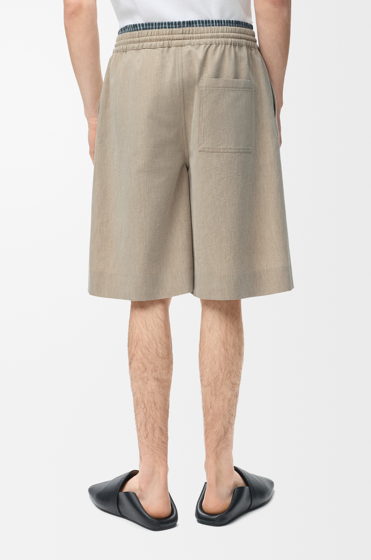 LOEWE Short à coulisse en laine et coton Beige