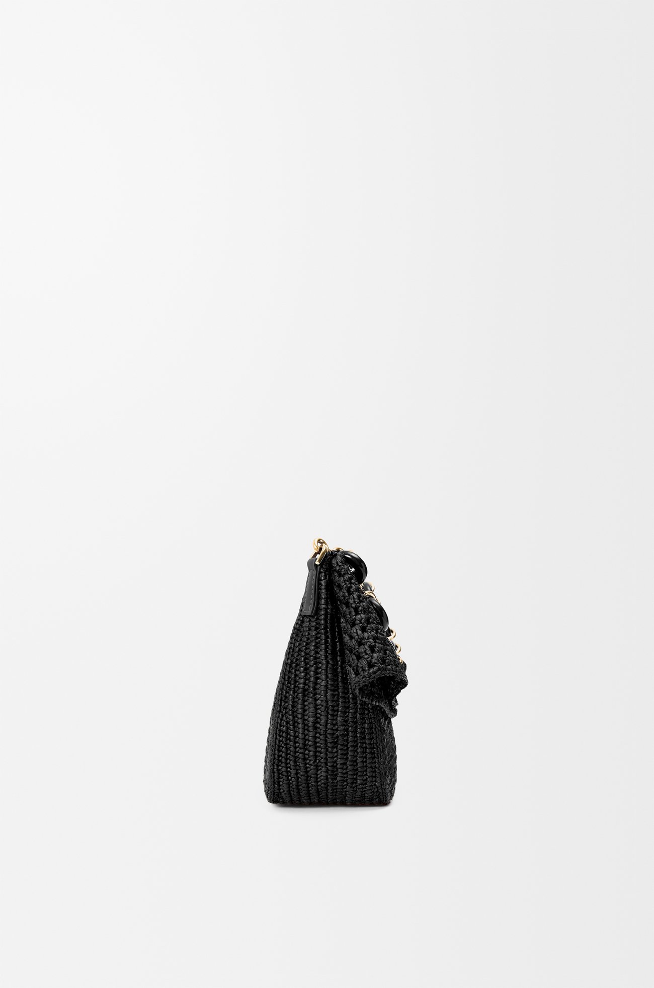 LOEWE Medium Ola bag in raffia and calfskin Black