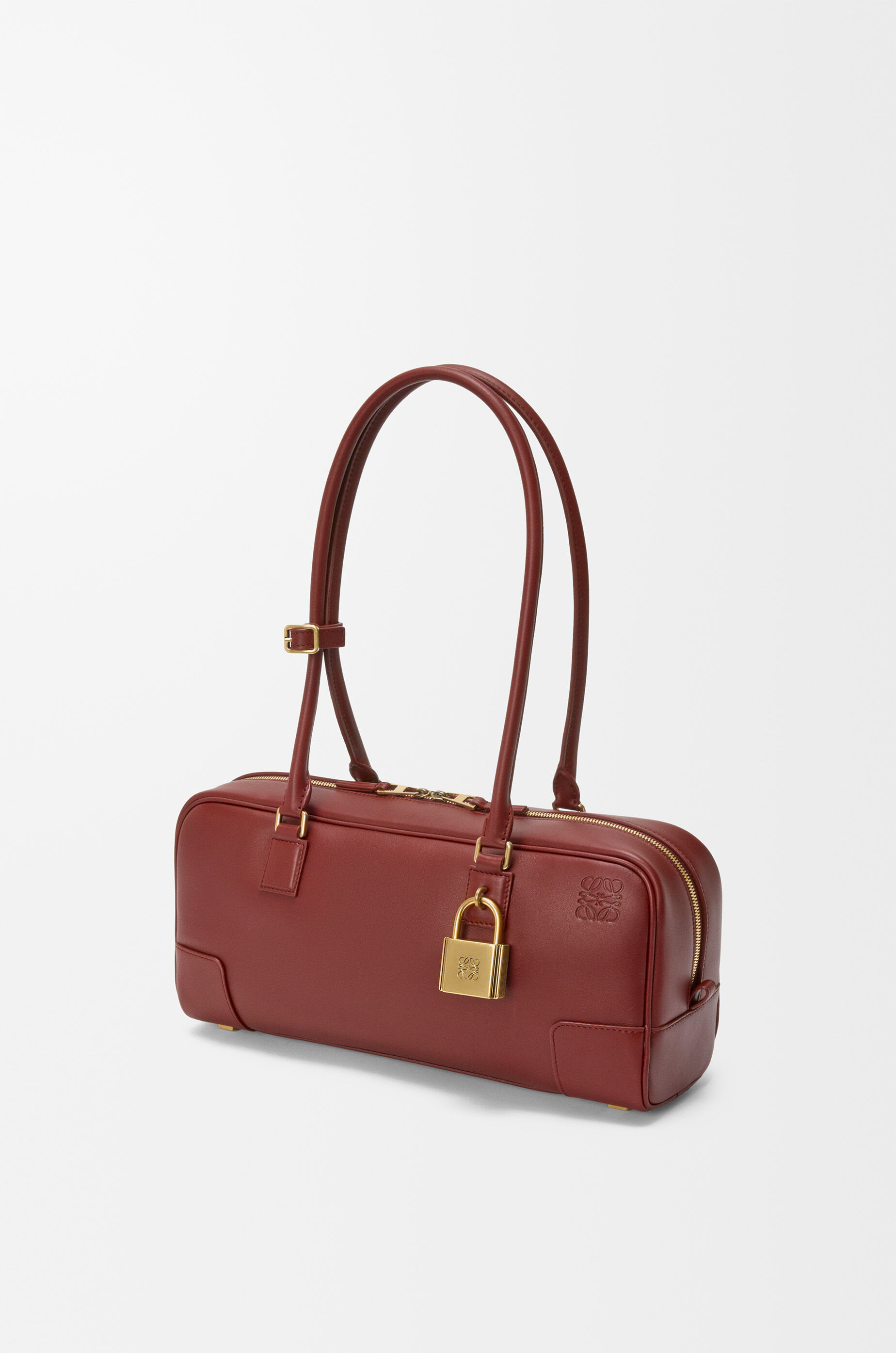 Amazona 31 cropped bag in shiny calfskin Brown - LOEWE USA