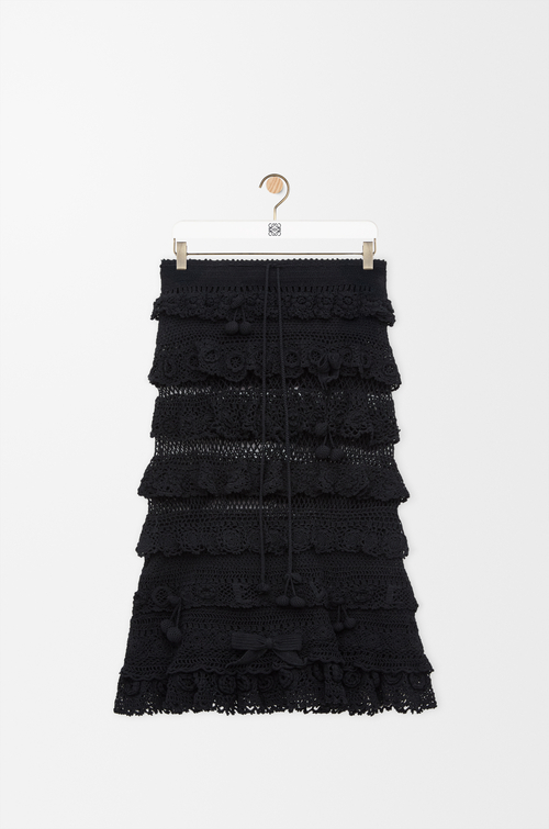 LOEWE 棉质钩织半身裙 黑色